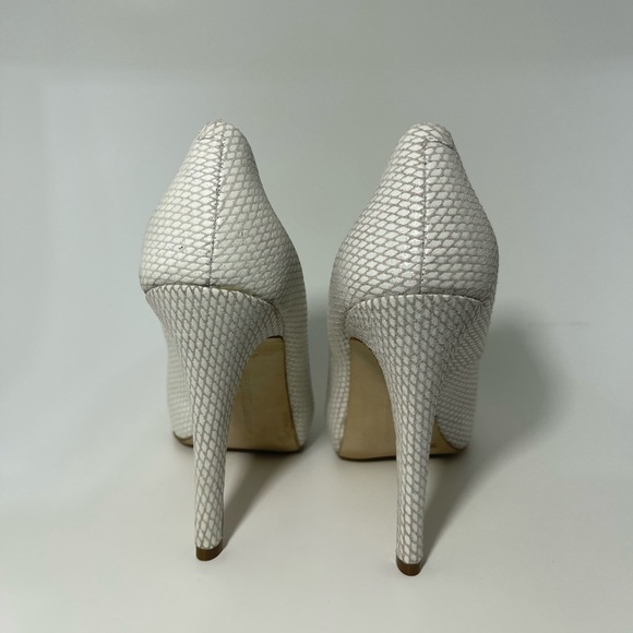 BCBG White Glossy Snake Heels - Picture 3 of 3